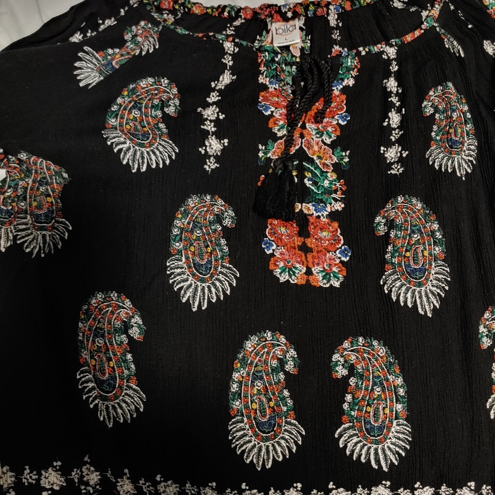 Black floral blouse
